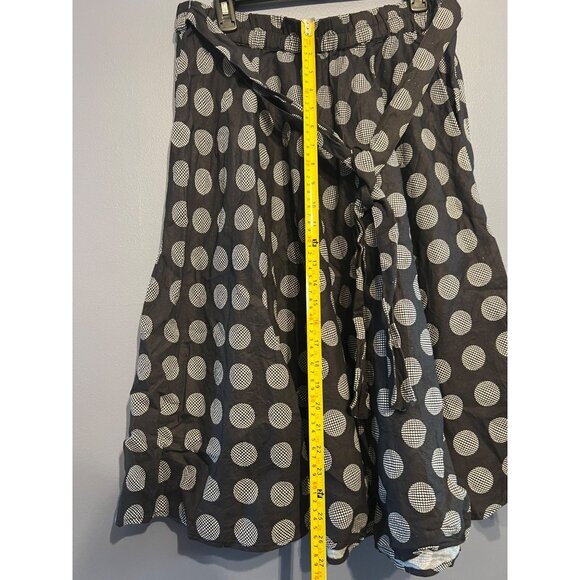 NWT Flint & Moss Skirt Sz Med Flared A-Line With Tie Black & White Polka Dots - Picture 4 of 7